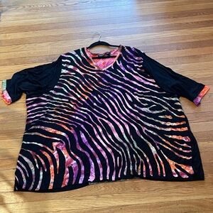 Plus Size 6X m.i.b Zebra Tie Dye Tunic Top Oversized Boho Lagenlook